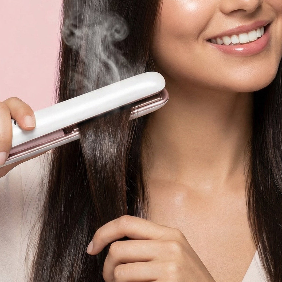 LazyGlow Straight & Curl - Cordless 2-in-1 Hair Styler – Portable USB, 30s Magic Glow